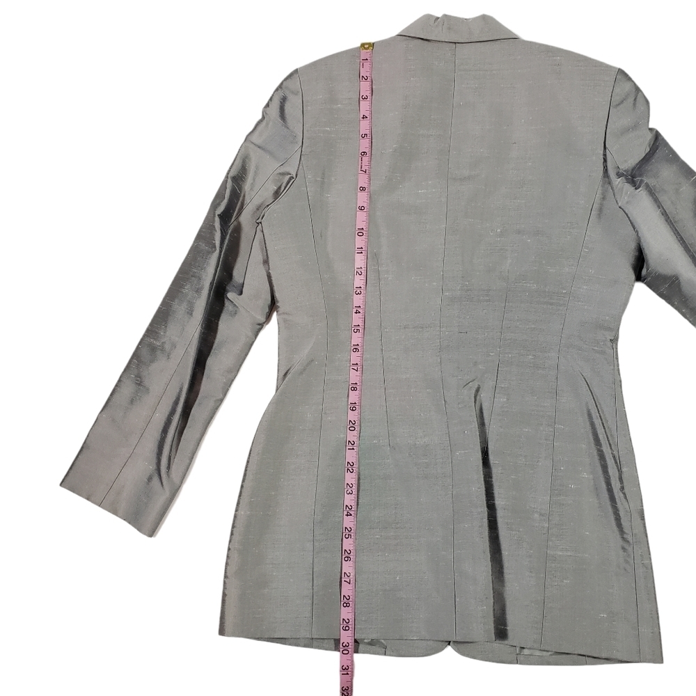 Liz Claiborne 100% Silk Gray Blazer Jacket Size 8 Button Up Professional Career - Picture 10 of 13